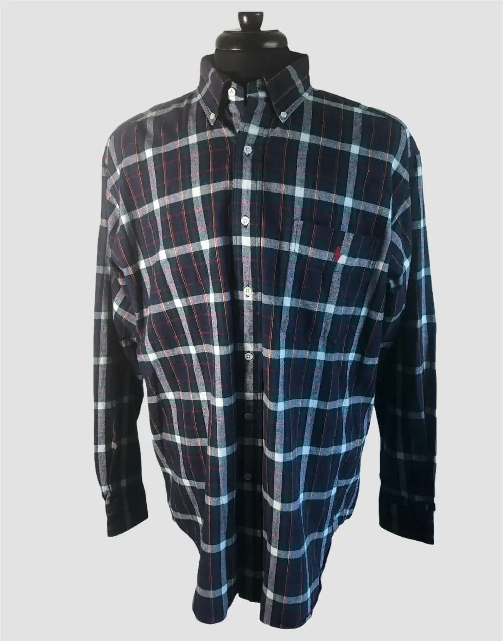 Polo Ralph Lauren Blaire Plaid Button Down Shirt Mens Size Medium Blue Yellow M